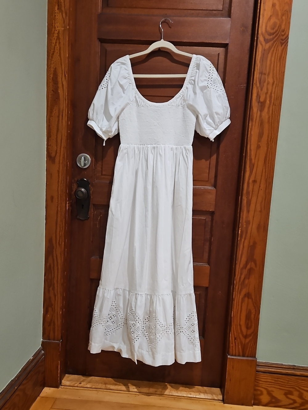 Vineyard Vines Ellen Eyelet Lace White Puff Sleeve Maxi Dress